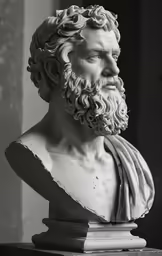 black and white photo of bust of a man