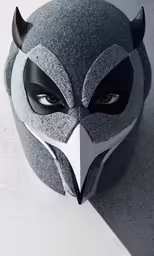 an art print with the image of a mask with horns and eyes