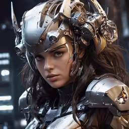 a girl dressed as an armor and helmet
