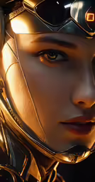 a close up of a person with bright glasses