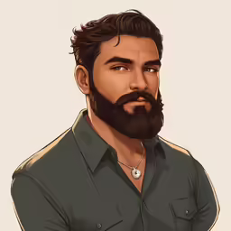 a man with a beard wearing a shirt