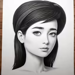 this is a drawing of a young girl with bangs