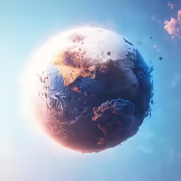 a small globe is shown against a blue sky
