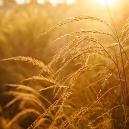 a field of dry grass is shown during the sunset