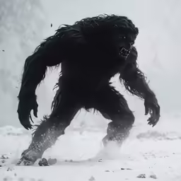 a big hairy furry monster running through a field