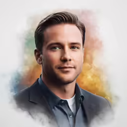 a photo of a man in a suit in watercolor