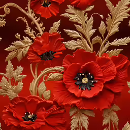 red flowers with green stems against a dark background