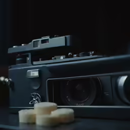 a camera with three sugars by it
