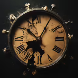 an old clock is sitting in the dark