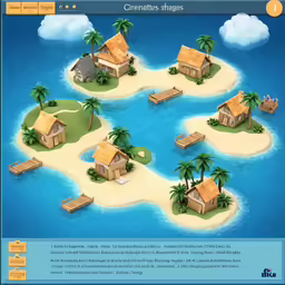 the map shows an island with a house and a beach