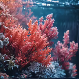 the corals in the sea with water falling off
