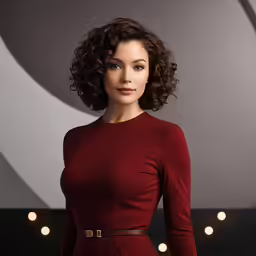 a beautiful young woman in a red dress
