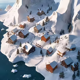 this is an image of a beautiful snowy village