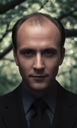 a man with dark hair and a suit is staring into the camera