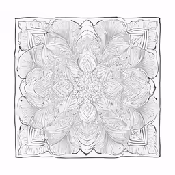 an intricate drawing in black and white, on a paper