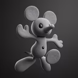 a small 3d cartoon character is posed with a large smile on his face