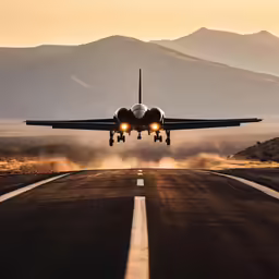 an airplane with landing gear up flying off a runway
