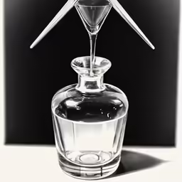 a black and white photo of an empty glass vase
