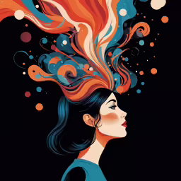 an illustration of a woman with hair in the shape of waves