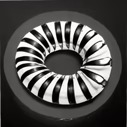 a black and white photo with black spiral