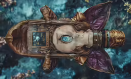 an elaborate bottle with a face in the middle