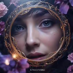 an animated image of a woman with flowers