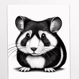 an art print of a rat with large ears and long ears
