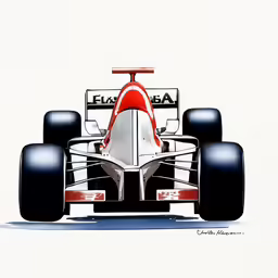 a painting of a man driving a racing car