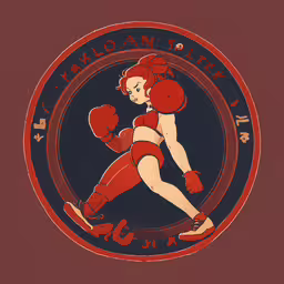 a woman with boxing gloves on,a drawing of a woman wearing red boxing gloves