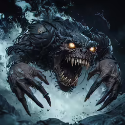 a creature with glowing eyes and a massive mouth