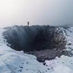 a man standing on top of a snowy mountain
