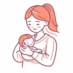 woman holding baby, looking down at it