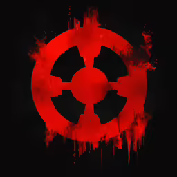 the logo for a weapon company, blood soaked with paint
