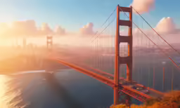a photo taken looking down at the golden gate bridge from across the bay