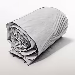 a black and white photo of a rolled sheet