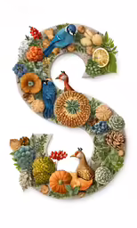 a letter made out of fruits and vegetables