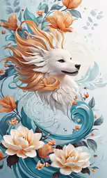 a painting of an animal that is on a blue background