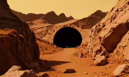 a tunnel in the middle of a desert area