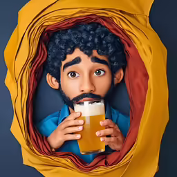 a close up of a person drinking a glass