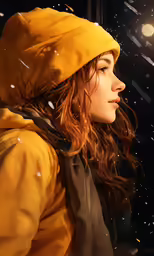 a young woman with her hair blowing in the wind