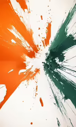 a drawing with a bright orange and green background