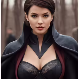 a sexy young woman dressed in a black leather outfit
