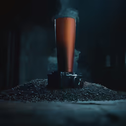 some smoke coming out of a brown mug