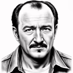 a drawing of the actor and tv character in black and white