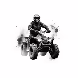man riding an atv while being overloaded with water drops