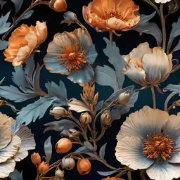 there is an artistic pattern with flowers on this surface