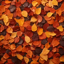 a bed of fall leaves next to a phone