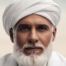 a man with long white hair wearing a turban