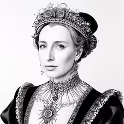 a woman wearing a crown and a black dress
