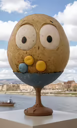 the rock is made up with three eyes and two ears